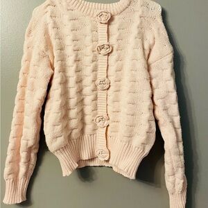 Elegant Pastel Pink Knit Cardigan
